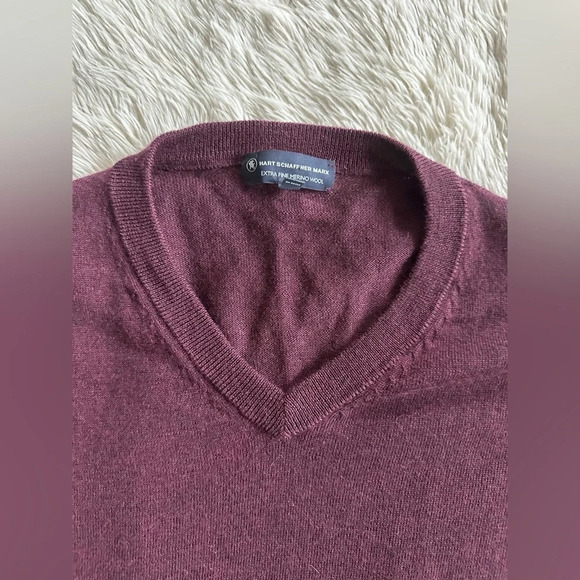Hart Schaffner Marx Long Sleeve V-Neck Merino Wool Sweater Men’s Size XXL maroon - Picture 2 of 10